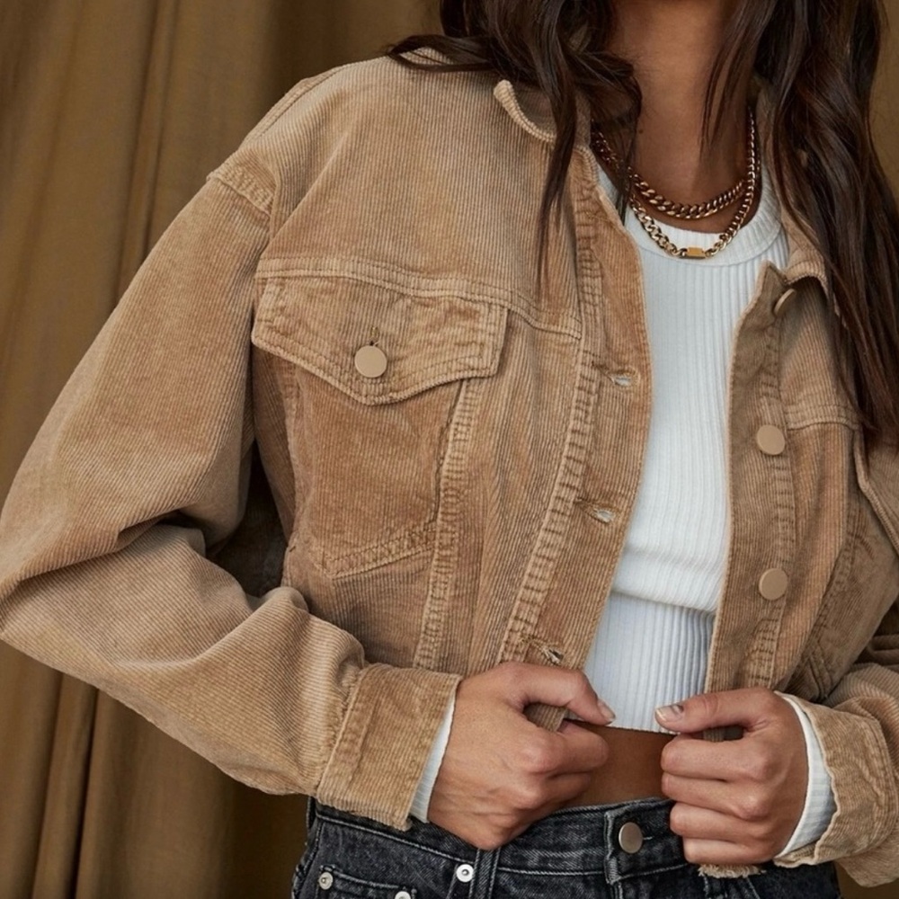 12th Tribe Tan Corduroy Jean Jacket